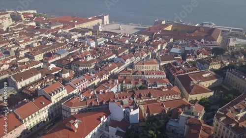 Wallpaper Mural sunny day lisbon cityscape commerce square bay aerial panorama 4k portugal Torontodigital.ca