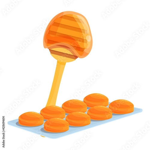 Honey cough drops icon. Cartoon of Honey cough drops vector icon for web design isolated on white background