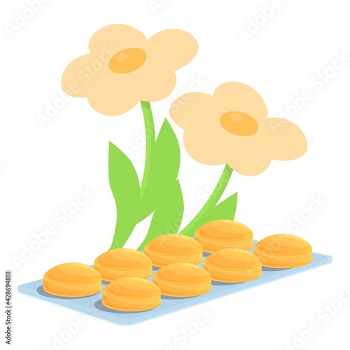 Summer flower cough drops icon. Cartoon of Summer flower cough drops vector icon for web design isolated on white background