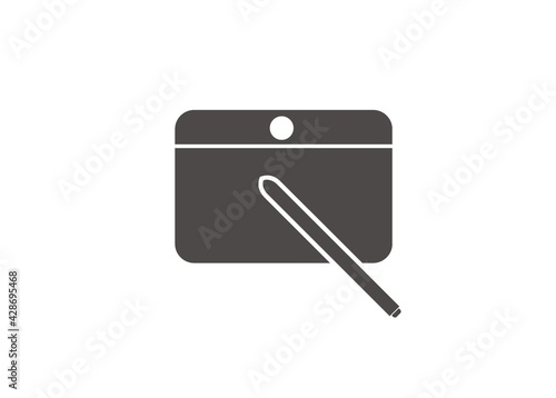 Pen with tablet. Simple flat illustration.
