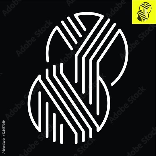 Two Letter Logo.
Logo letters of circular letter N and Y monogram in stripes retro line art style. 
A letter designs in Eps 8.