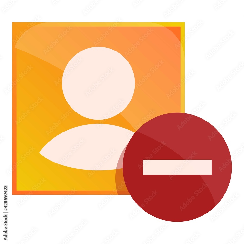 Delete user account icon. Cartoon of Delete user account vector icon for web design isolated on white background Delete user account icon. Cartoon of Delete user account vector icon for web design isolated on white background