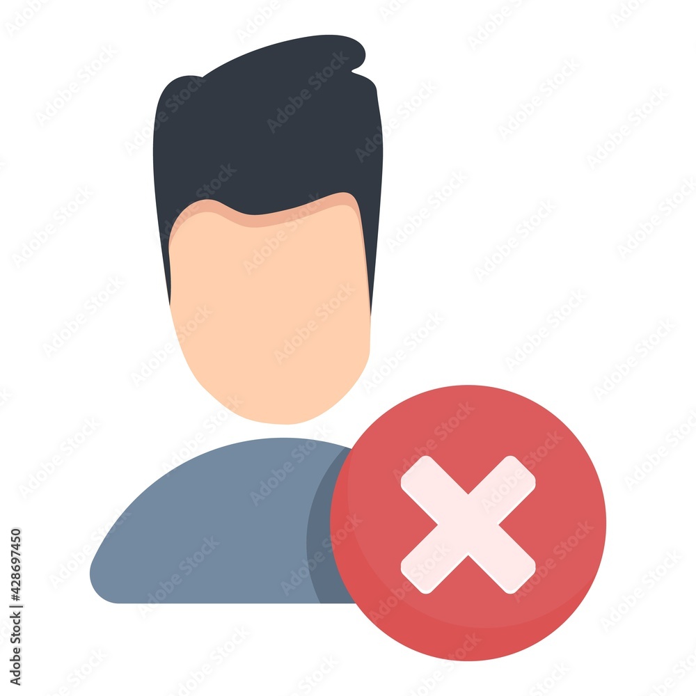 Delete young user icon. Cartoon of Delete young user vector icon for web design isolated on white background Delete young user icon. Cartoon of Delete young user vector icon for web design isolated on white background