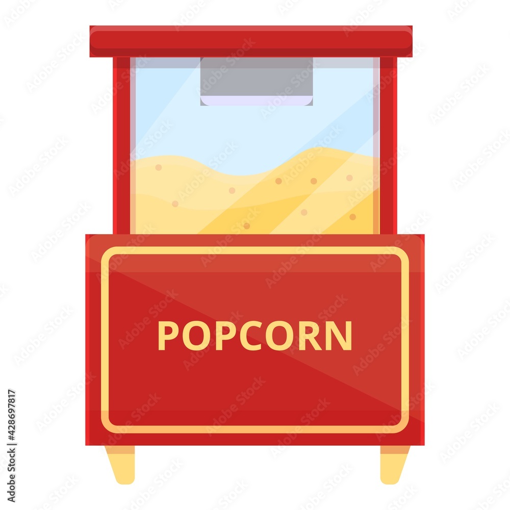 Park popcorn cart icon. Cartoon of Park popcorn cart vector icon for web design isolated on white background Park popcorn cart icon. Cartoon of Park popcorn cart vector icon for web design isolated on white background