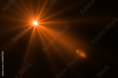 Optical lens flare effect Golden sun light
