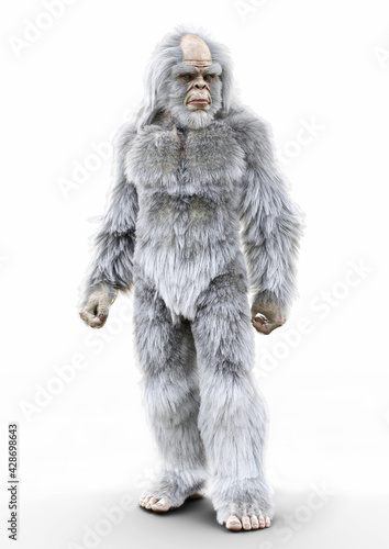 Foto A mythical yeti creature on a white background. 3d rendering