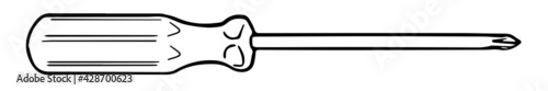 Screwdriver Outline Drawing - Vector Illustration