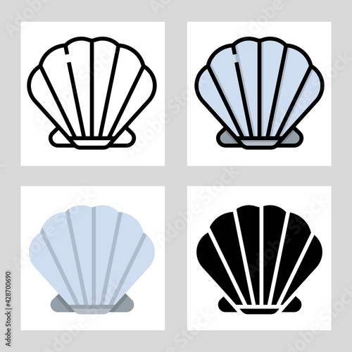 clam icon vector design in filled, thin line, outline and flat style.