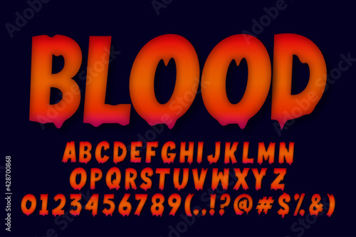 Melt blood alphabet style, horror alphabet design