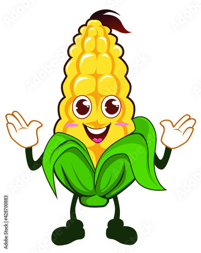 corn mascot cartoon in vector