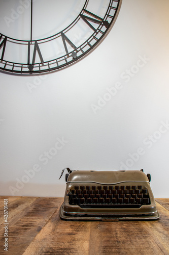 old typewriter in white background