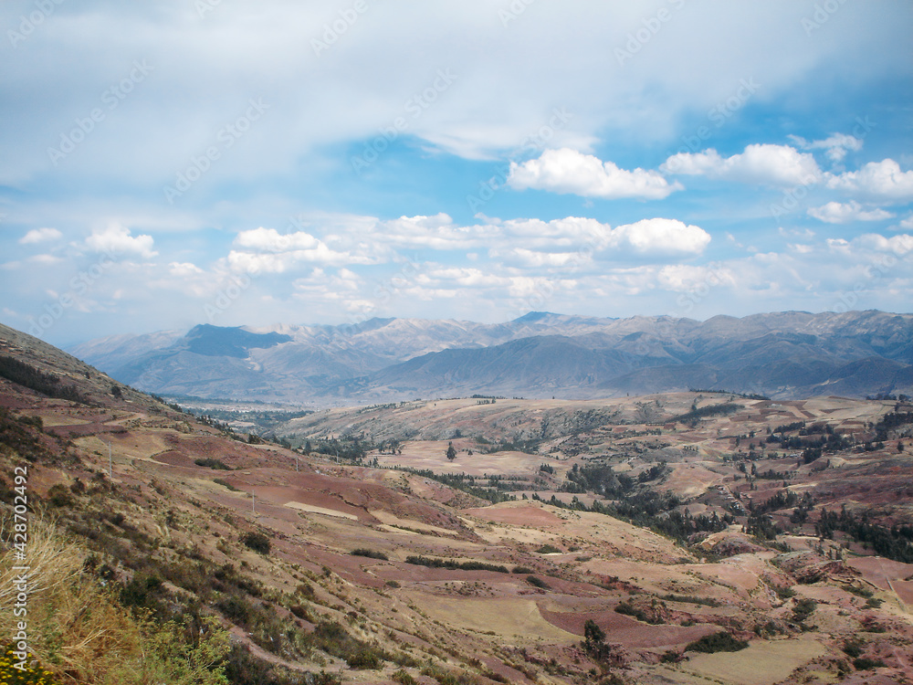 Scenic landscapes of the Sacred Valley of the Incas near Cusco Peru.