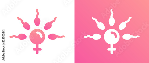 Conception of egg and sperm in flat symbol.
