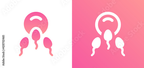 Conception of ovule being fertilized by sperm vector icon.