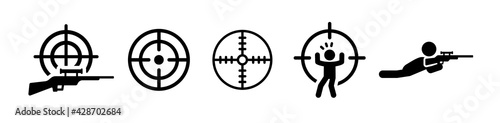 Photo Set of vector aim, target, sniper icons isolated.