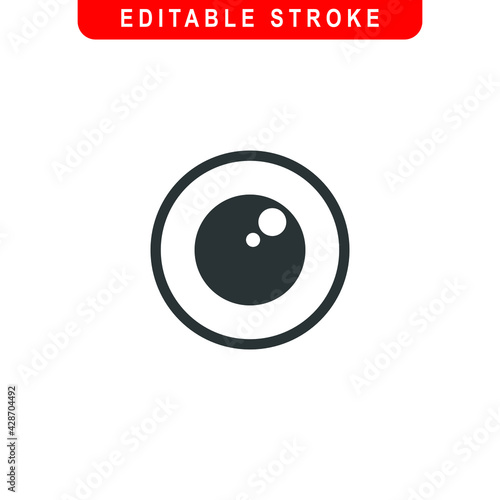 Eye Outline Icon. Vision Line Art Logo. Vector Illustration. Isolated on White Background. Editable Stroke