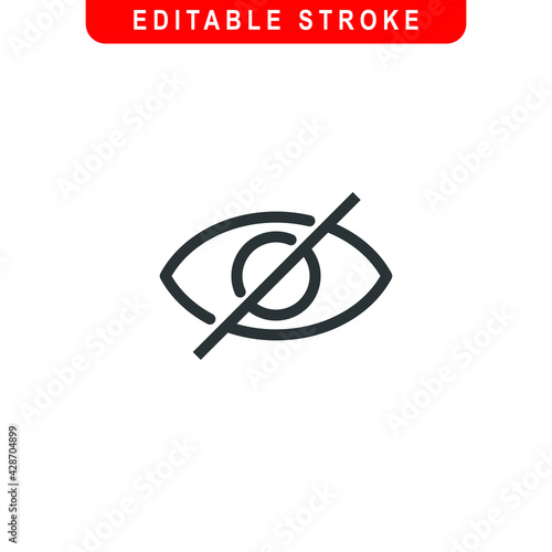 Hide Outline Icon. Invisible Line Art Logo. Vector Illustration. Isolated on White Background. Editable Stroke