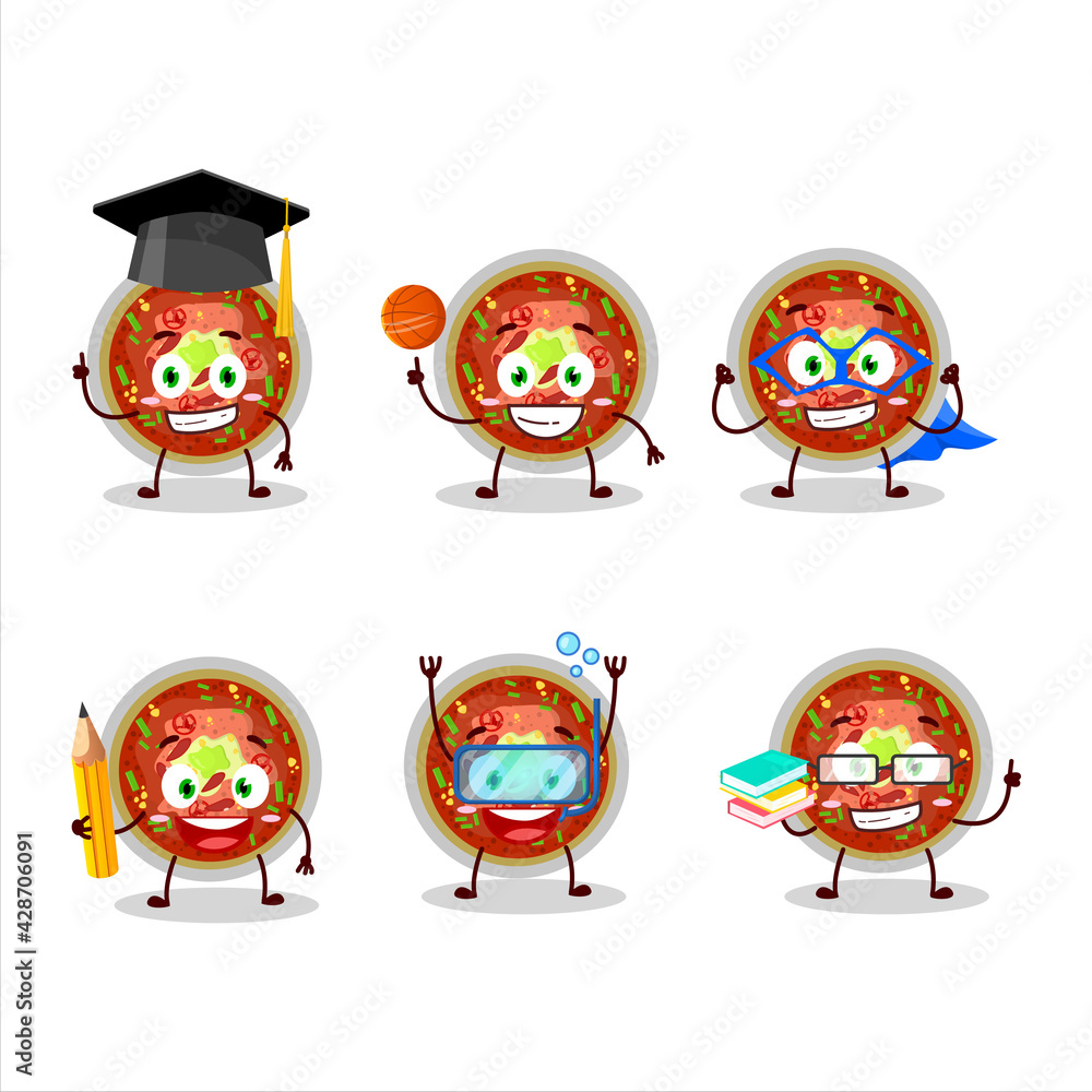 School student of bowl of chili cartoon character with various expressions School student of bowl of chili cartoon character with various expressions