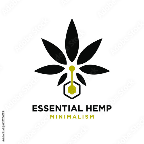 Premium essential hemp oil vector logo