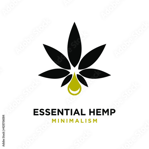 Premium essential hemp oil vector logo