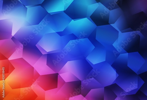 Light Blue, Red vector template in hexagonal style.