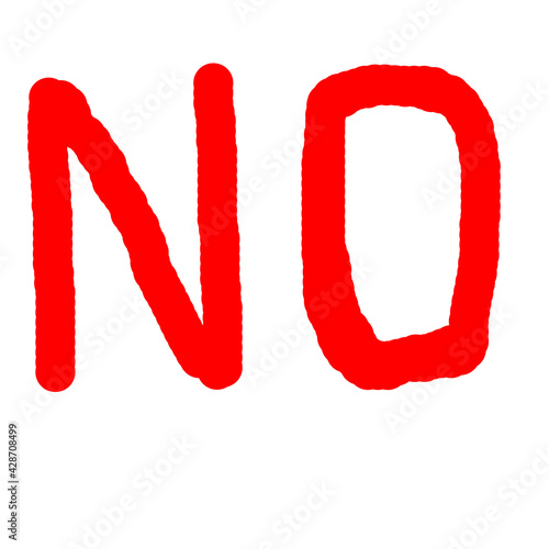 red letter no, isolated on white background