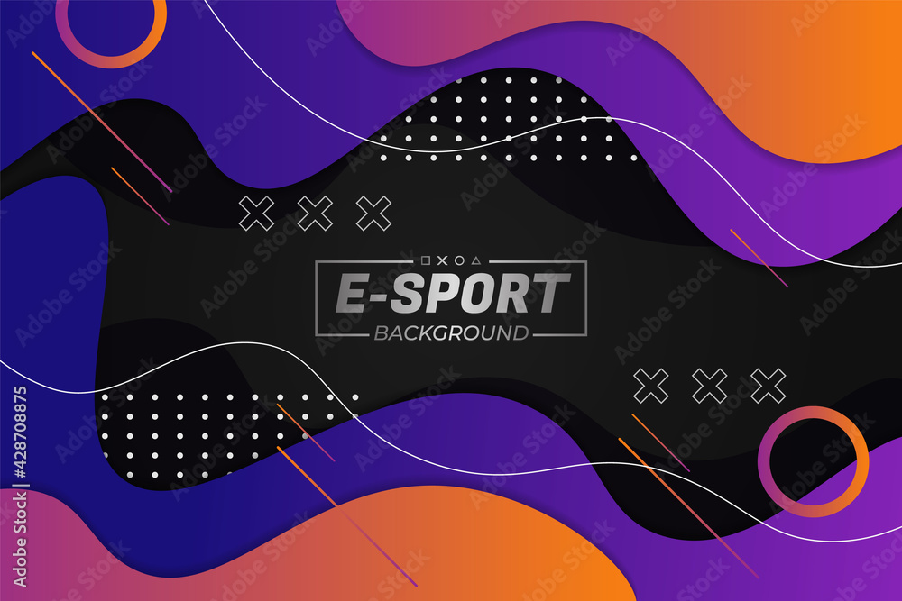 Dynamic Fluid Shape E-Sports Gaming Modern Concept Background Purple Orange