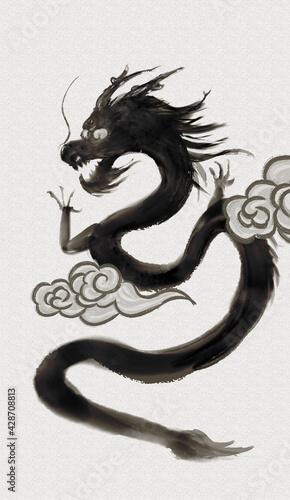 Chinese geomantic ink Dragon © 心灵艺坊