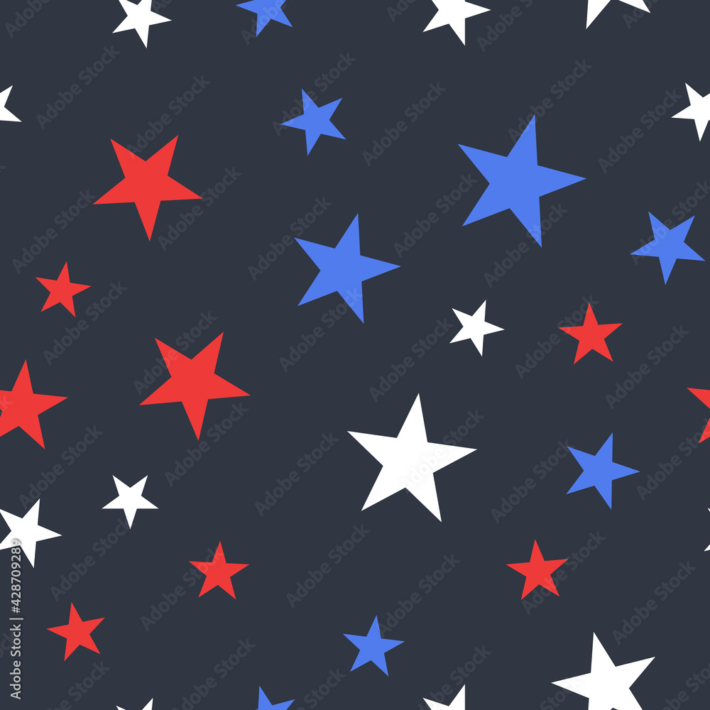 White, Red and Blue Stars with Dots Seamless Pattern White, Red and Blue Stars with Dots Seamless Pattern