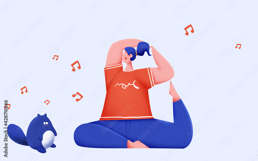 Weight loss exercise fitness yoga noise illustration