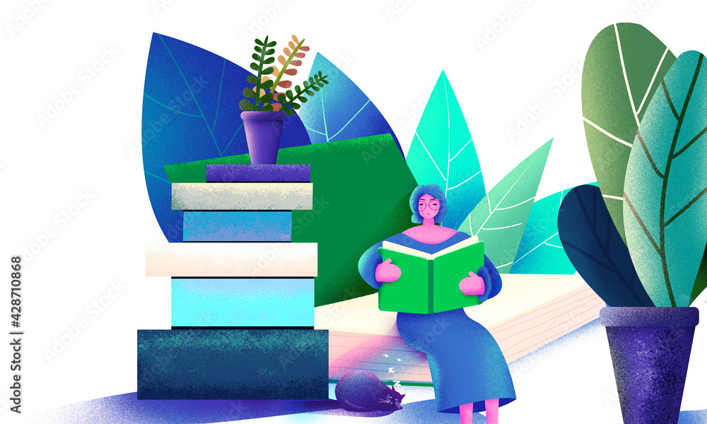 Hand painted flat noise illustration of world reading day Hand painted flat noise illustration of world reading day