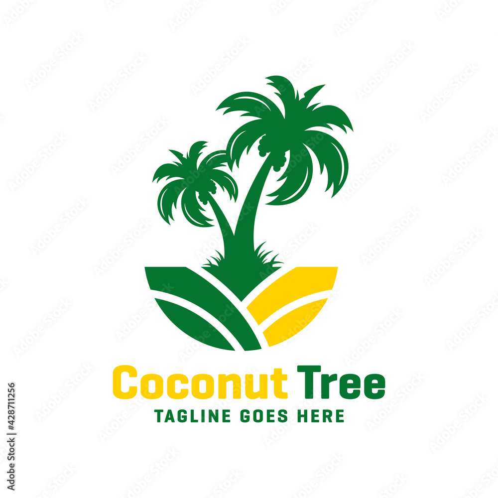 coconut tree logo on the beach