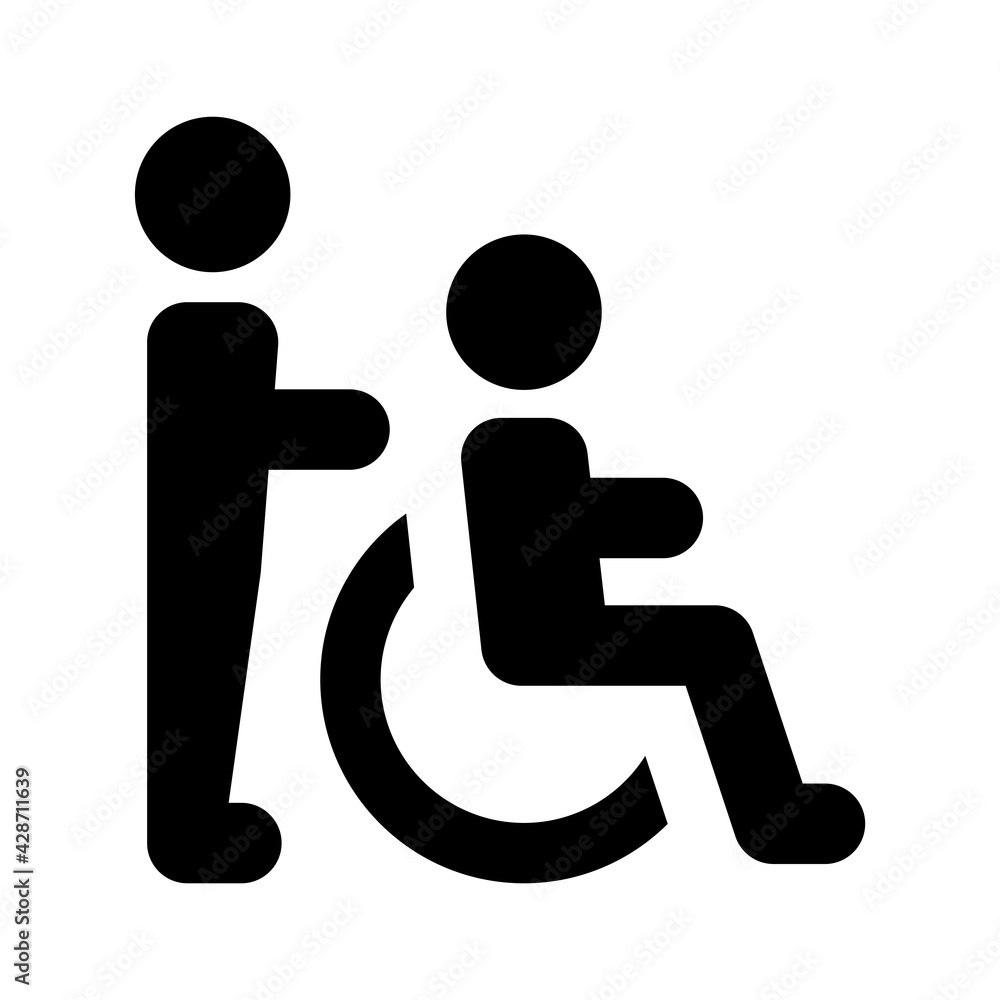 Man help and support disabled, handicap icon vector illustration. Man help and support disabled, handicap icon vector illustration.