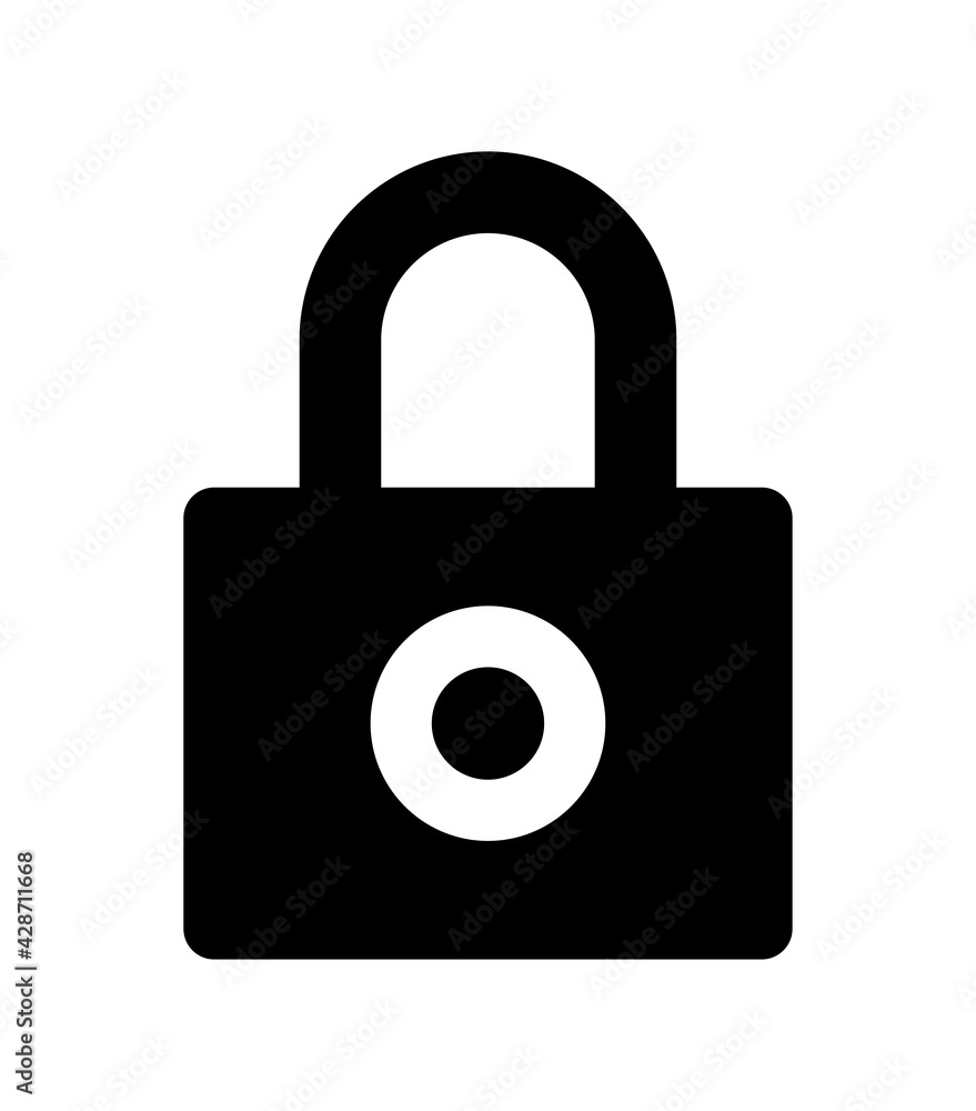 Black padlock icon isolated on white background. Cyber security concept. Digital data protection. Safety vector illustration. Black padlock icon isolated on white background. Cyber security concept. Digital data protection. Safety vector illustration.