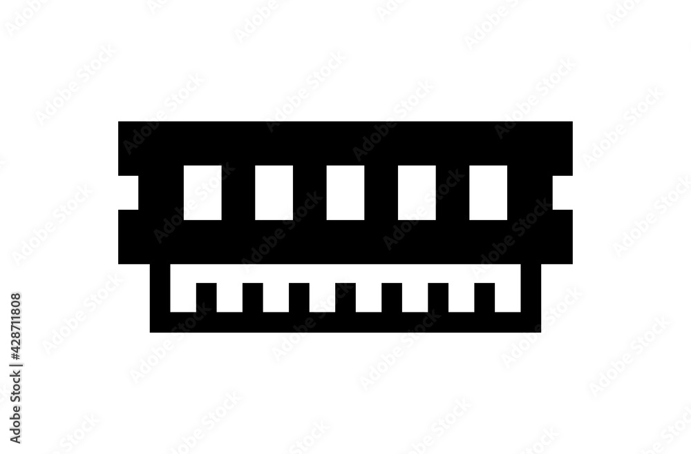 Ram icon vector from computer hardware collection. Black icon vector illustration. Ram icon vector from computer hardware collection. Black icon vector illustration.