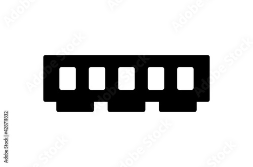 Ram memory black icon on white background. Vector illustration.