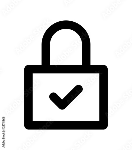 Lock security icon design. Padlock with check mark symbol vector.