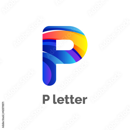 Gradient letter p logo design photo