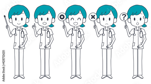 看護師　女性　ポインター　セット