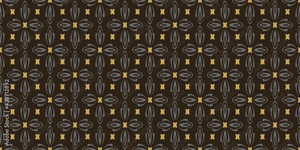 Background pattern with decorative ornament on a black background. Seamless pattern, texture. Suitable for design book cover, poster, wallpaper, 