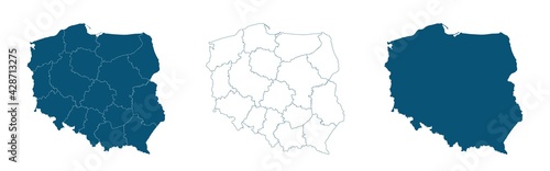 Poland Political Map with capital Warsaw  national borders  most important cities and rivers