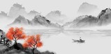 Hand painted Chinese style landscape painting