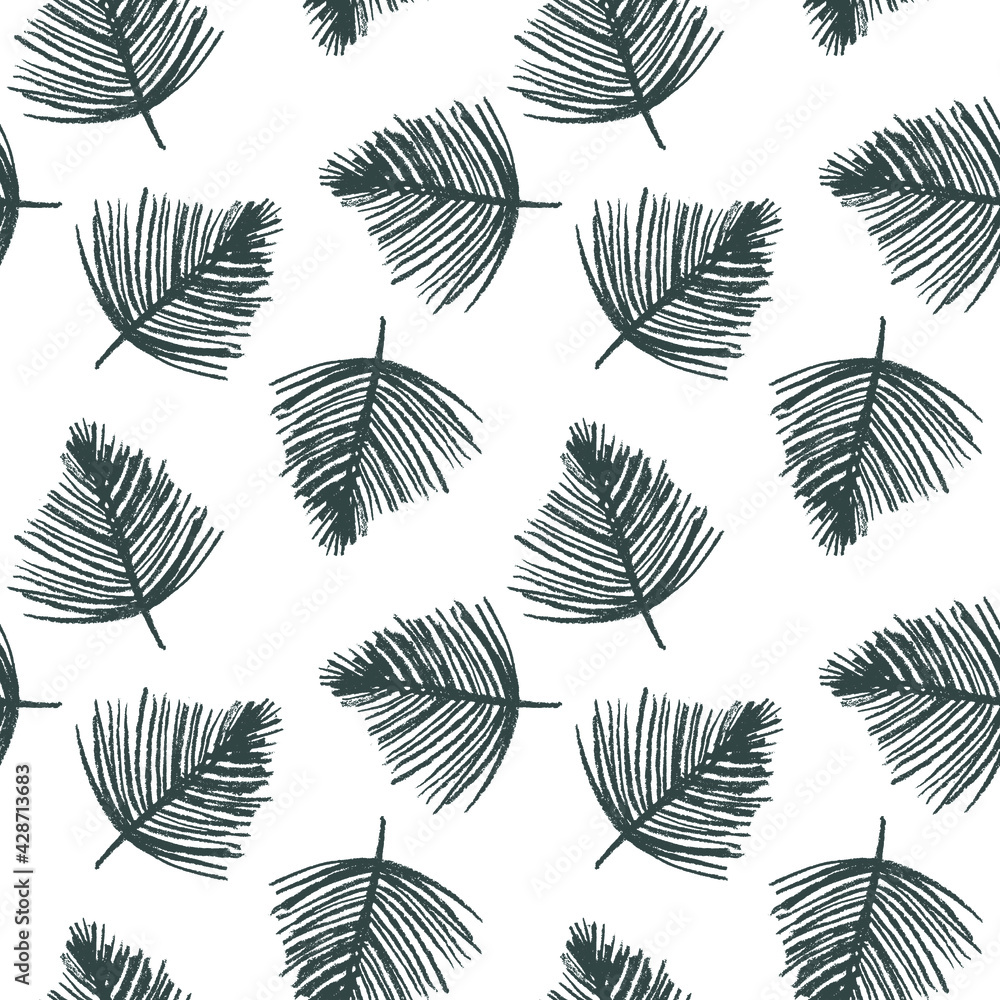 Vector seamless pattern design. Floral graphics concept for tropical spa, beauty studio banner, botanical fabric backdrop, green tropical leaf pattern. Tropical background with palm leaves ornament. Vector seamless pattern design. Floral graphics concept for tropical spa, beauty studio banner, botanical fabric backdrop, green tropical leaf pattern. Tropical background with palm leaves ornament.