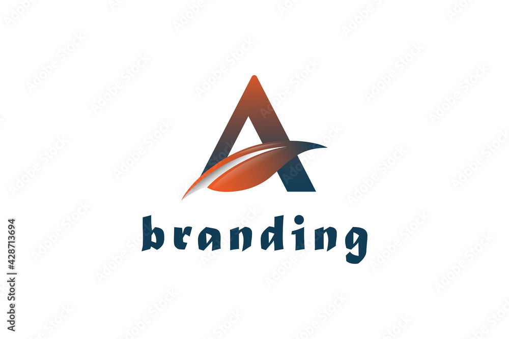 letter A feather leaf paint business logo letter A feather leaf paint business logo