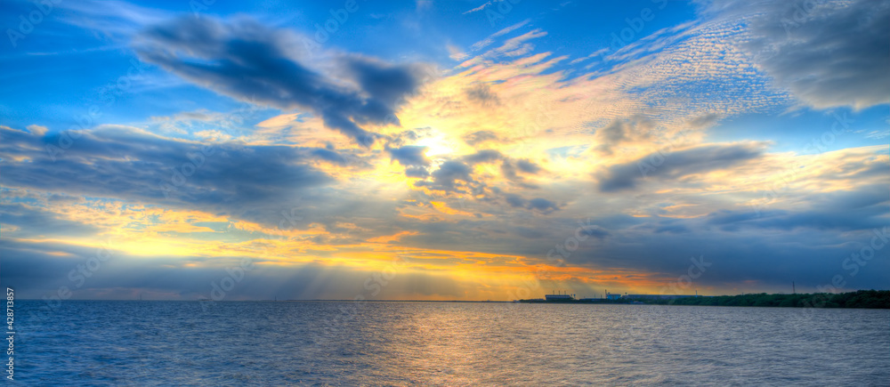 Dramatic Sky at Sunset Over the Sea