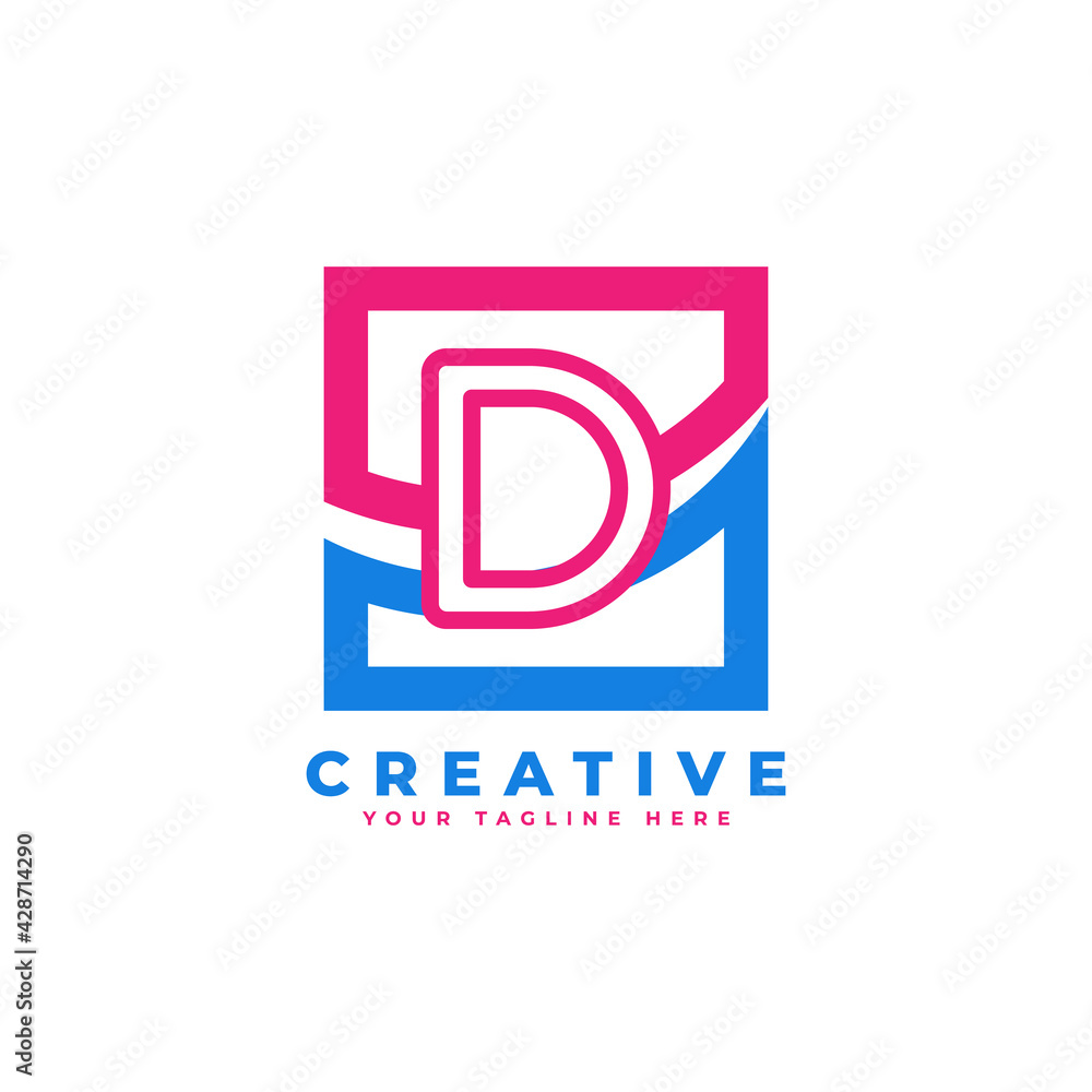 Corporation Letter D Logo With Square and Swoosh Design and Blue Pink Color Vector Template Element Corporation Letter D Logo With Square and Swoosh Design and Blue Pink Color Vector Template Element