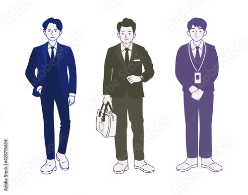 Businessman character in suit. hand drawn style vector design illustrations. 