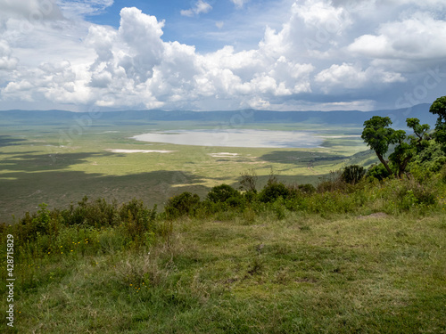 Ngorongoro Crater, Tanzania, Africa - March 1, 2020: Scenic view of Ngorongoro Crater from above © Elise