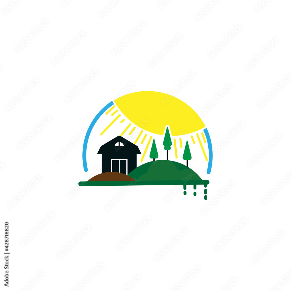 agriculture landscape logo vector concept, icon, element, and template for company