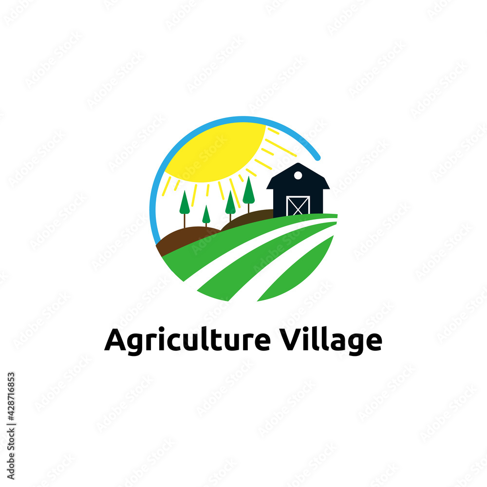 agriculture village logo vector concept, icon, element, and template for business